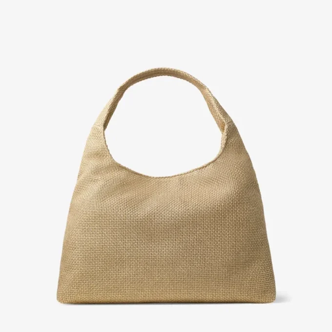 Beach Diamond Hobo Large guld- och mörk cappuccino-metallisk raffia-axelväska Beach Diamond Hobo Large guld- och mörk cappuccino-metallisk raffia-axelväska