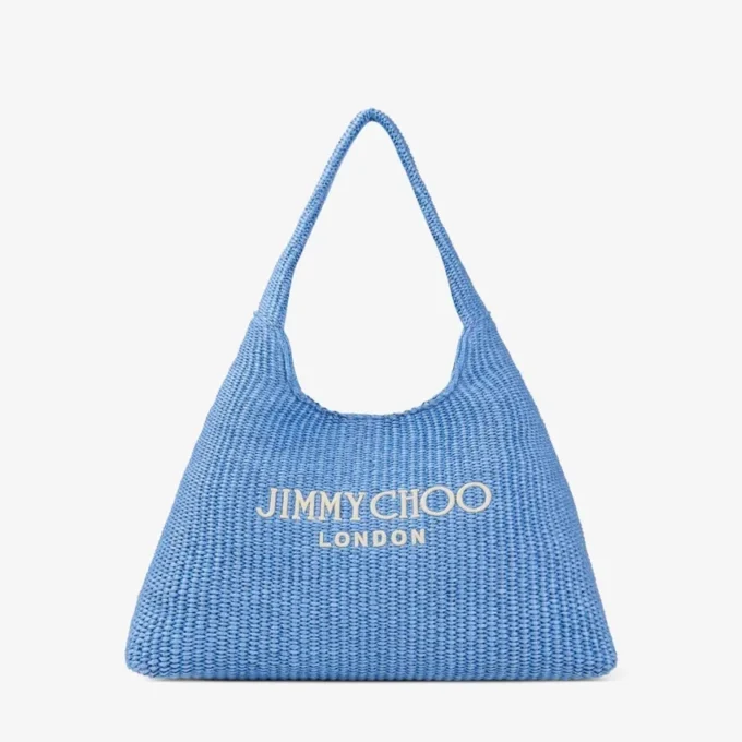Beach Diamond Hobo Large Ocean Blue och Ecru Raffia axelväska Beach Diamond Hobo Large Ocean Blue och Ecru Raffia axelväska
