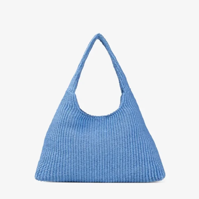 Beach Diamond Hobo Large Ocean Blue och Ecru Raffia axelväska Beach Diamond Hobo Large Ocean Blue och Ecru Raffia axelväska