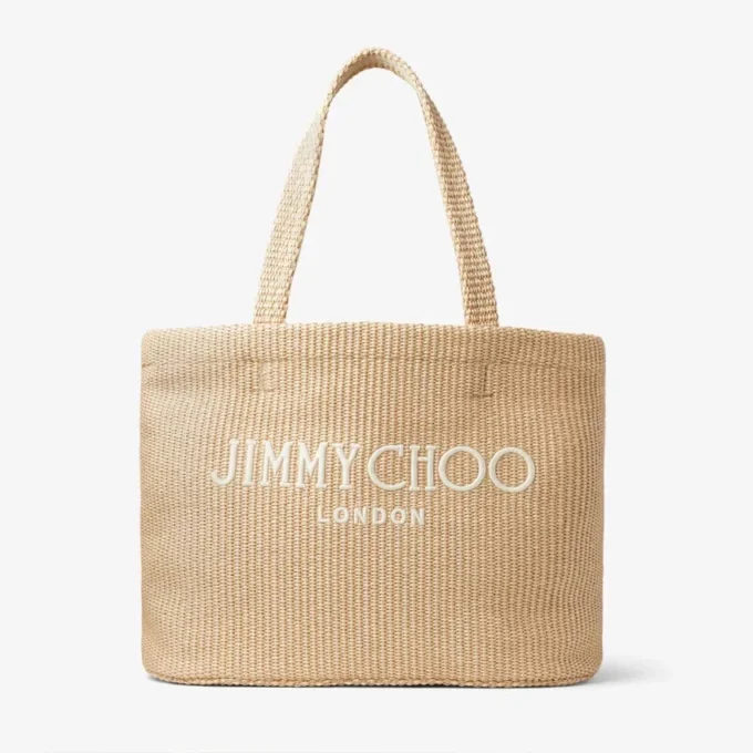 Beach Tote East-West Naturlig raffia-broderad tote-väska Beach Tote East-West Naturlig raffia-broderad tote-väska