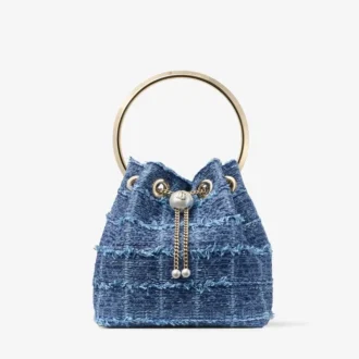 Bon Bon-bucketväska i korsmönstrat denimtyg
