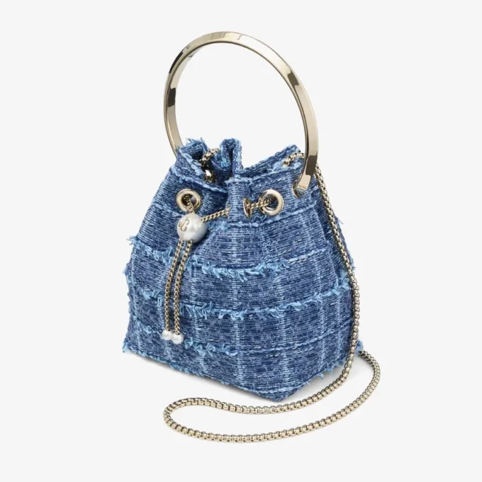 Bon Bon-bucketväska i korsmönstrat denimtyg