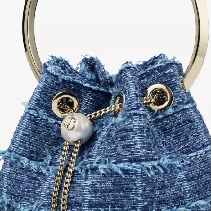 Bon Bon-bucketväska i korsmönstrat denimtyg