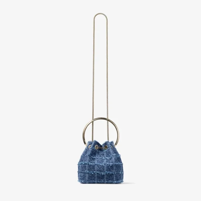 Bon Bon-bucketväska i korsmönstrat denimtyg
