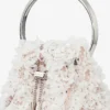 Bon Bon-hinkväska i elfenbensfärgad satin med broderade blomblad