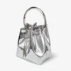 Bon Bon mini-väska i silverfärgat spegeltyger med metallhandtag Bon Bon mini-väska i silverfärgat spegeltyger med metallhandtag
