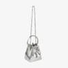 Bon Bon mini-väska i silverfärgat spegeltyger med metallhandtag Bon Bon mini-väska i silverfärgat spegeltyger med metallhandtag