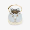 Bon Bon Riviera Blue Mix Flecked Canvas and Wicker Bucket Bag