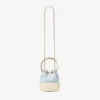 Bon Bon Riviera Blue Mix Flecked Canvas and Wicker Bucket Bag