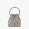 Bon Bon Silver Satin Crystal Mesh-väskan med kristallhandtag