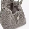 Bon Bon Silver Satin Crystal Mesh-väskan med kristallhandtag