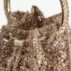 Bon Bon Tan Metallic Crystal Mesh-handväska med kristallhandtag