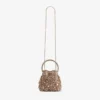 Bon Bon Tan Metallic Crystal Mesh-handväska med kristallhandtag