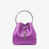 Bon Bon Violet Orchid satinhandväska med metallarmband