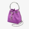 Bon Bon Violet Orchid satinhandväska med metallarmband