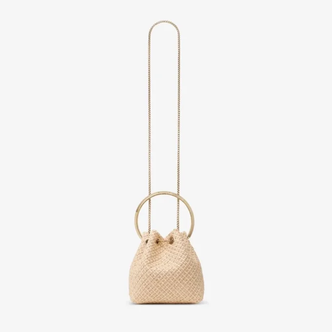 Bon Bon-väska i naturlig raffia med pärlknäppning Bon Bon-väska i naturlig raffia med pärlknäppning