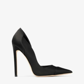 Brigitte 120 svarta satinpumps