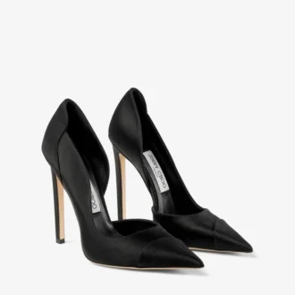 Brigitte 120 svarta satinpumps