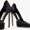 Brigitte 120 svarta satinpumps