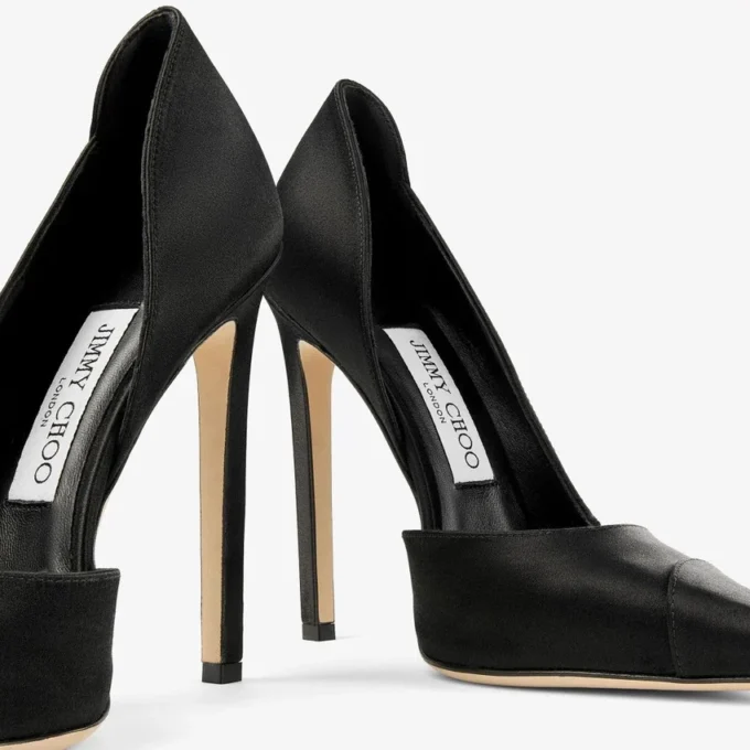 Brigitte 120 svarta satinpumps