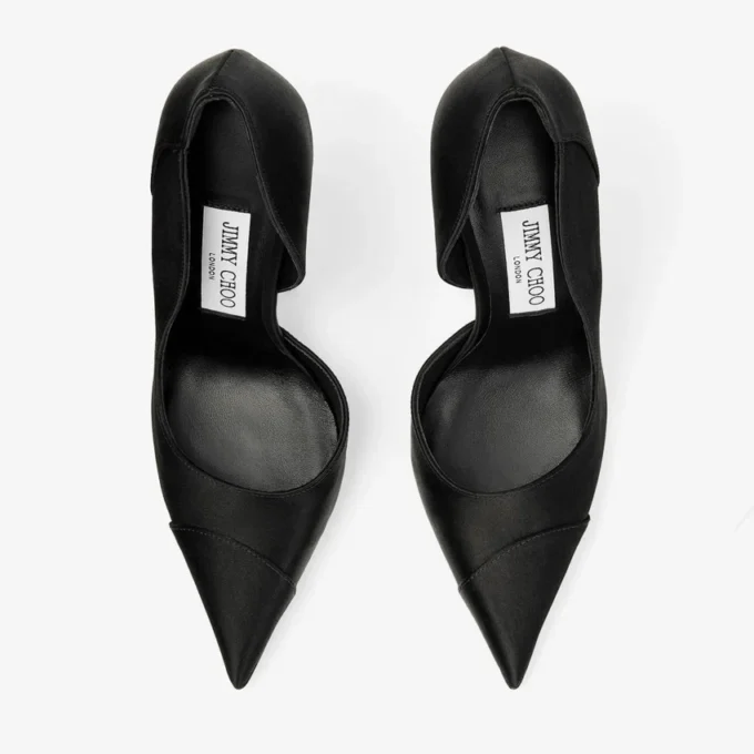 Brigitte 120 svarta satinpumps