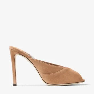 Brigitte Mule 100 – Mules i tofféfärgat mocka