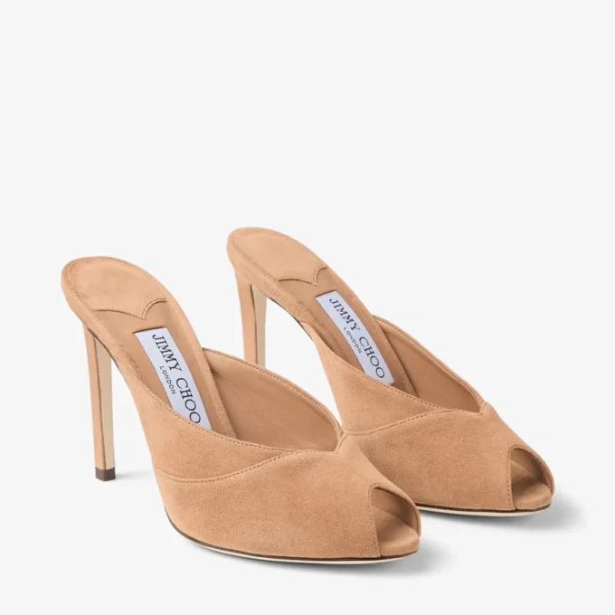 Brigitte Mule 100 – Mules i tofféfärgat mocka