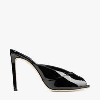Brigitte Mule 100 svarta mules i lackläder
