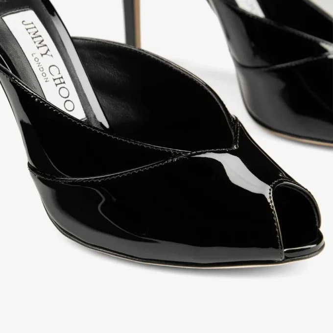 Brigitte Mule 100 svarta mules i lackläder Brigitte Mule 100 svarta mules i lackläder