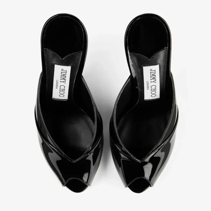 Brigitte Mule 100 svarta mules i lackläder Brigitte Mule 100 svarta mules i lackläder