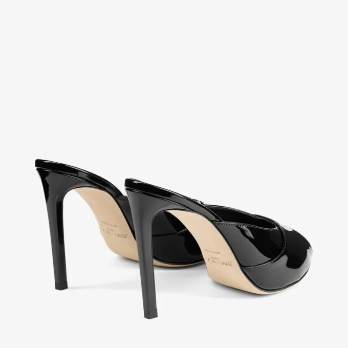 Brigitte Mule 100 svarta mules i lackläder Brigitte Mule 100 svarta mules i lackläder
