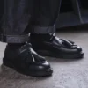 Buff Loafer med fransar Loafers i svart boxkalvskinn