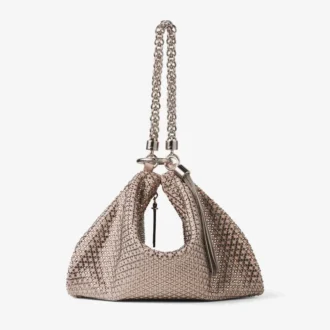 Callie-clutch i balettrosa mocka med Diamond-mönster och kristall-hotfix