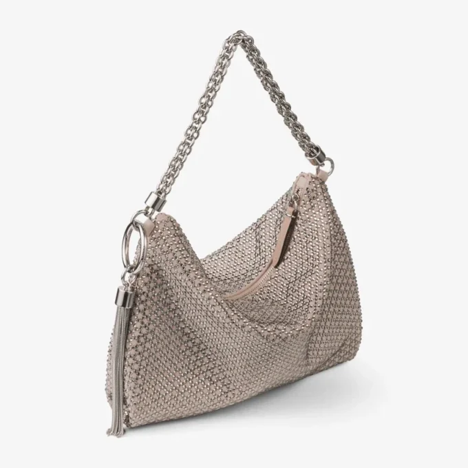 Callie-clutch i balettrosa mocka med Diamond-mönster och kristall-hotfix