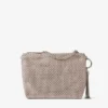 Callie-clutch i balettrosa mocka med Diamond-mönster och kristall-hotfix