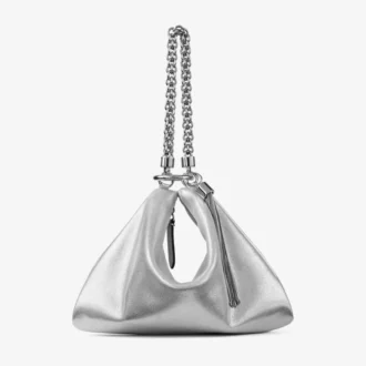 Callie silvermetallic läderclutch