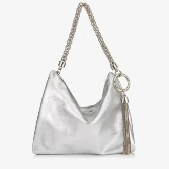 Callie silvermetallic läderclutch