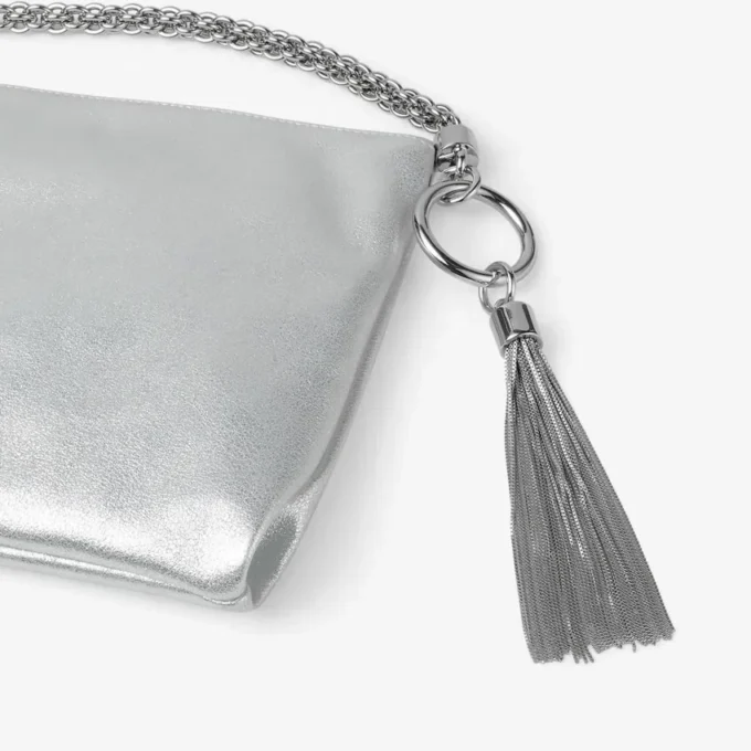 Callie silvermetallic läderclutch