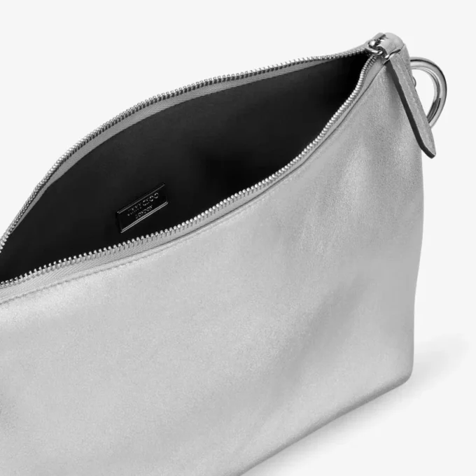 Callie silvermetallic läderclutch