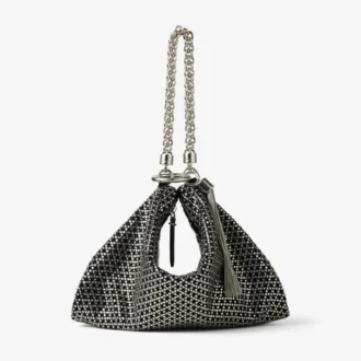 Callie svart diamantmönster med kristallhotfix på mocka-clutch