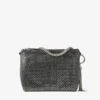 Callie svart diamantmönster med kristallhotfix på mocka-clutch
