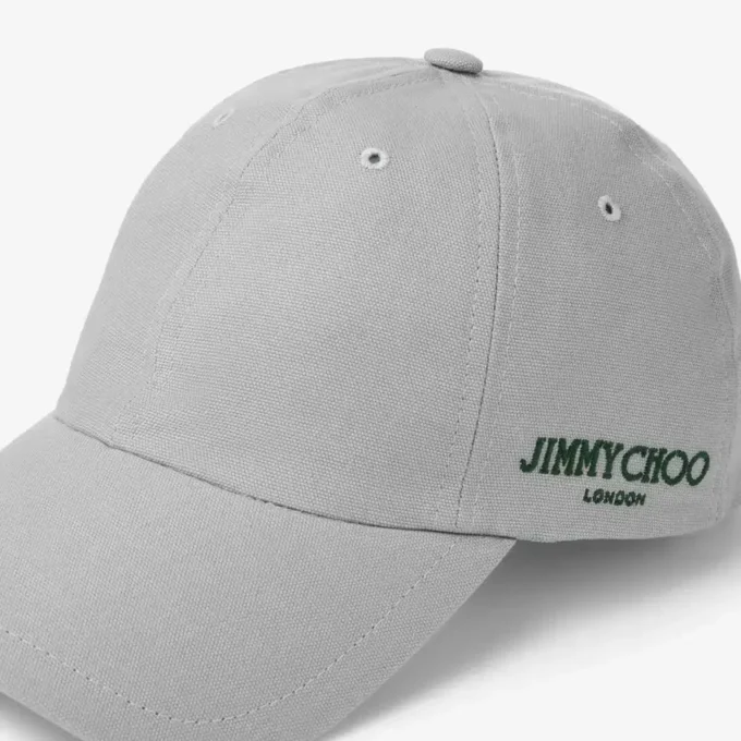 Cap 85 Grå och brittiskt grön basebollkeps i bomull med jimmy choo-logotyp Cap 85 Grå och brittiskt grön basebollkeps i bomull med jimmy choo-logotyp
