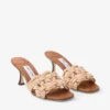 Chara 70 Mule-sandal i brunt läder och virkad raffia