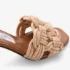 Chara 70 Mule-sandal i brunt läder och virkad raffia