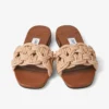 Chara Flat Tan läder- och virkad raffia-sandaler Chara Flat Tan läder- och virkad raffia-sandaler