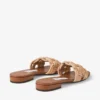 Chara Flat Tan läder- och virkad raffia-sandaler Chara Flat Tan läder- och virkad raffia-sandaler