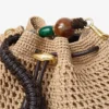 Cinch Medium natur- och chokladfärgad axelväska i virkad raffia med flätad rem