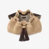 Cinch Medium natur- och chokladfärgad axelväska i virkad raffia med flätad rem