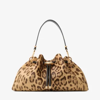 Cinch Medium naturfärgad ponnyväska med leopardmönster