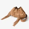Cinch Medium Toffee Suede Shoulder Bag with Fringes Cinch Medium Toffee Suede Shoulder Bag with Fringes